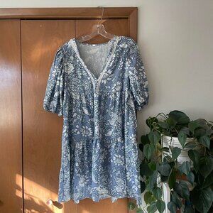 light blue paisley babydoll dress